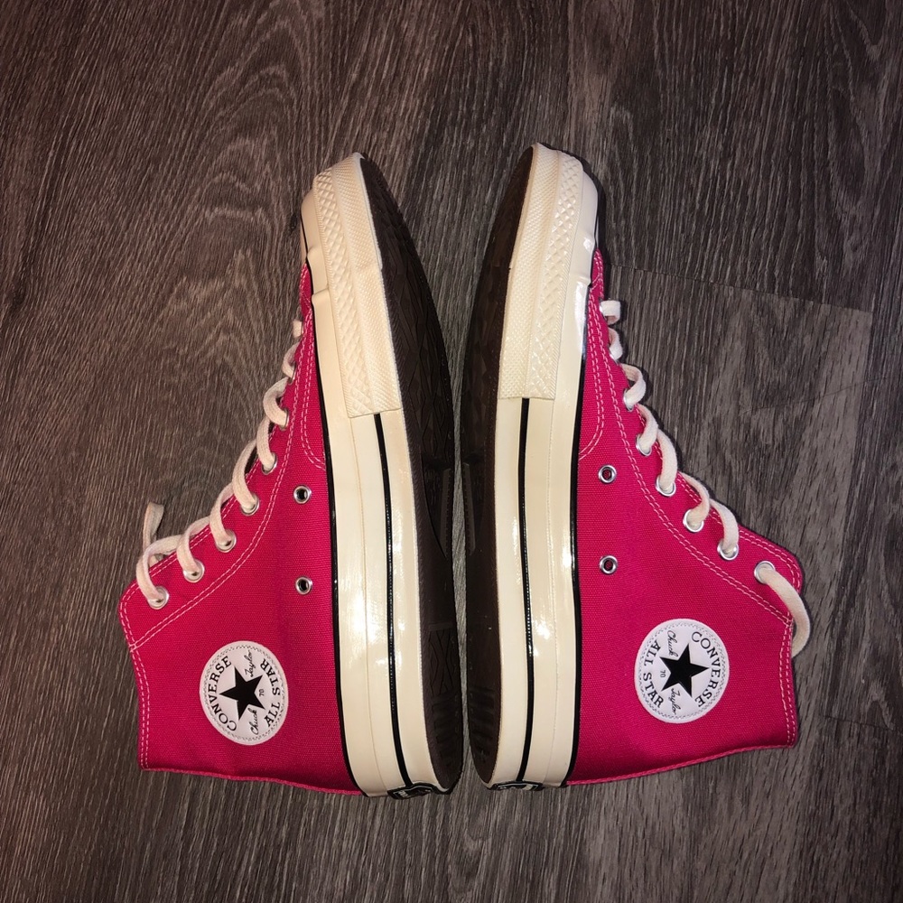 Hot pink high top converse